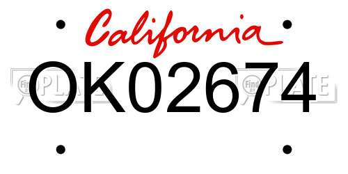 OK02674 California License Plate
