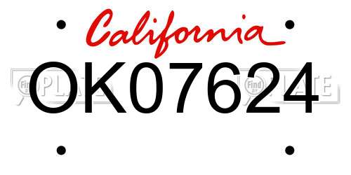 OK07624 California License Plate