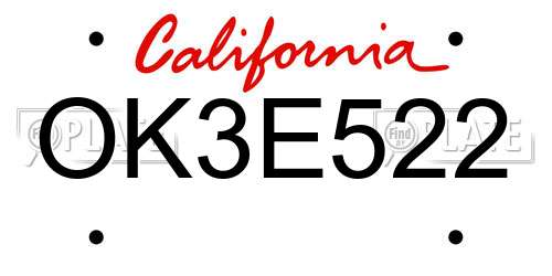 OK3E522 California License Plate