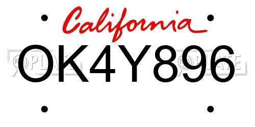 OK4Y896 California License Plate