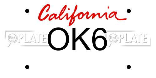 OK6 California License Plate