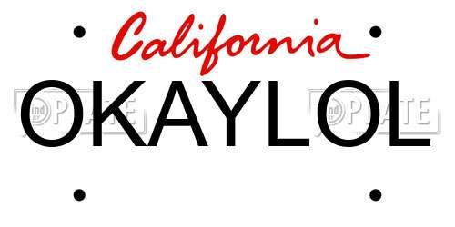 OKAYLOL California License Plate