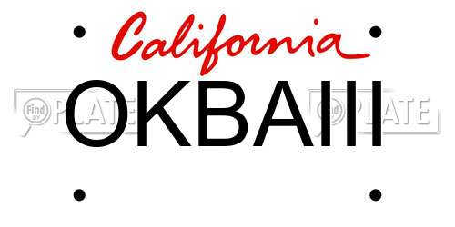OKBAIII California License Plate