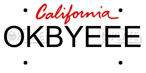 OKBYEEE California License Plate