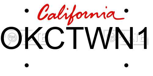 OKCTWN1 California License Plate