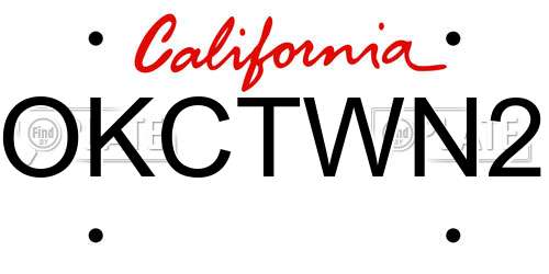 OKCTWN2 California License Plate