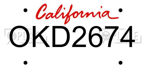 OKD2674 California License Plate
