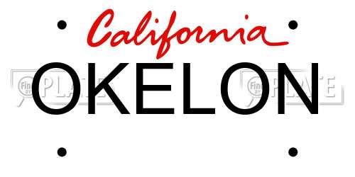 OKELON California License Plate
