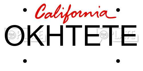 OKHTETE California License Plate