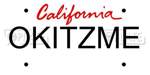 OKITZME California License Plate