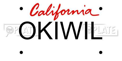 OKIWIL California License Plate