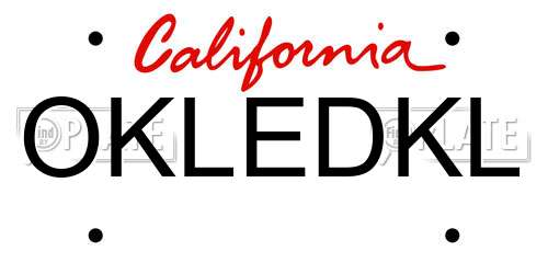 OKLEDKL California License Plate