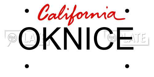 OKNICE California License Plate
