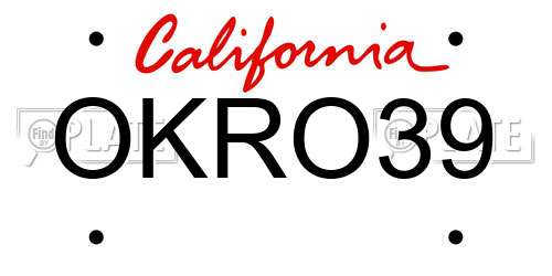 OKRO39 California License Plate