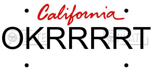 OKRRRRT California License Plate