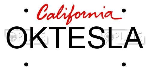 OKTESLA California License Plate