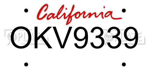OKV9339 California License Plate