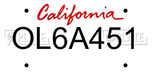 OL6A451 California License Plate