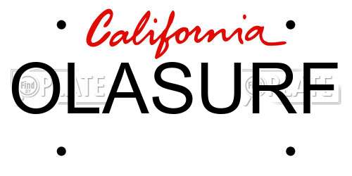 OLASURF California License Plate