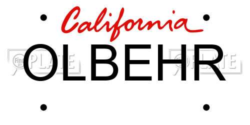 OLBEHR California License Plate