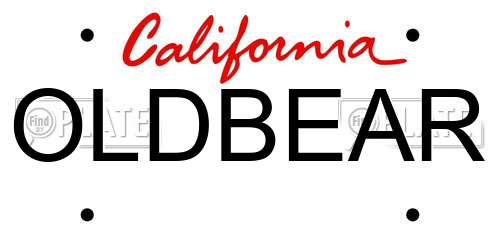 OLDBEAR California License Plate