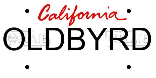 OLDBYRD California License Plate