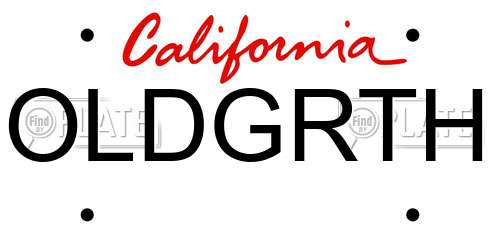 OLDGRTH California License Plate