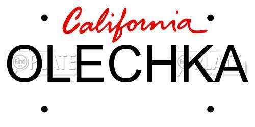 OLECHKA California License Plate