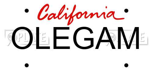 OLEGAM California License Plate
