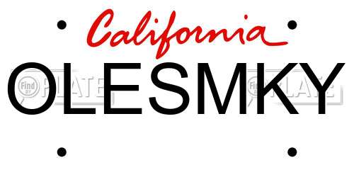 OLESMKY California License Plate