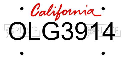 OLG3914 California License Plate