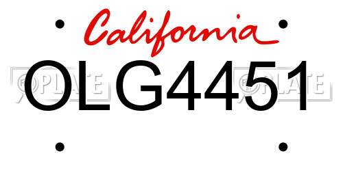OLG4451 California License Plate