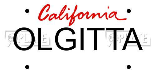 OLGITTA California License Plate