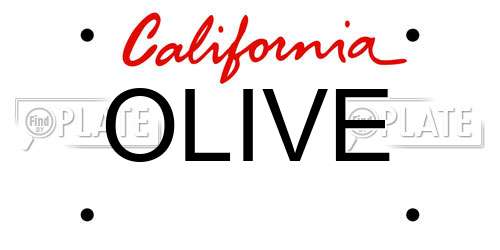 OLIVE California License Plate