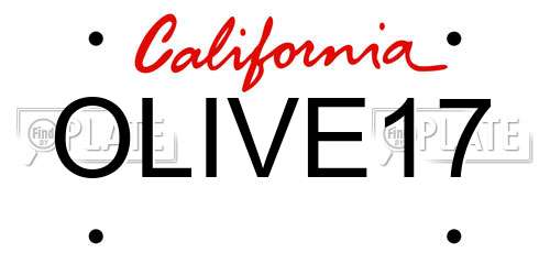 OLIVE17 California License Plate