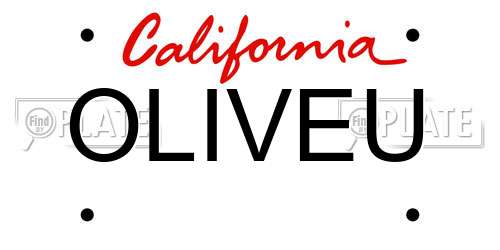 OLIVEU California License Plate