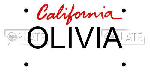 OLIVIA California License Plate