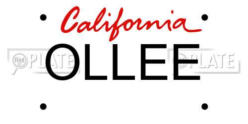 OLLEE California License Plate