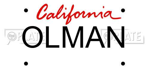 OLMAN California License Plate