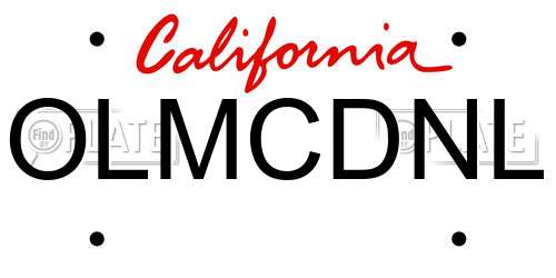 OLMCDNL California License Plate