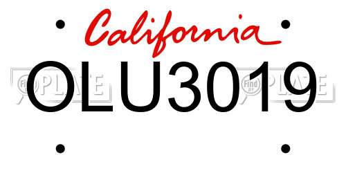 OLU3019 California License Plate