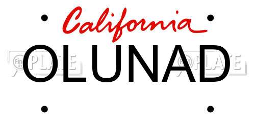 OLUNAD California License Plate