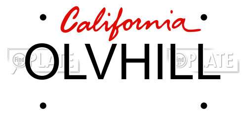 OLVHILL California License Plate