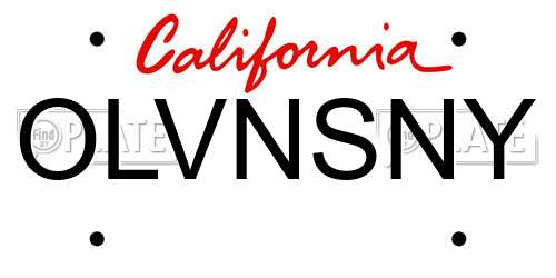 OLVNSNY California License Plate