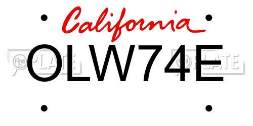 OLW74E California License Plate