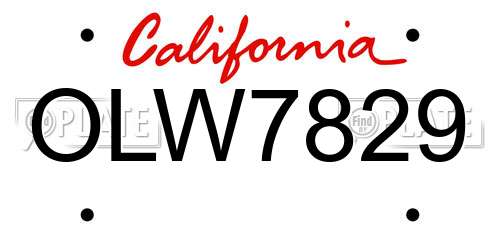 OLW7829 California License Plate