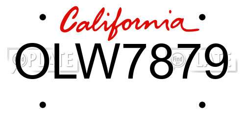 OLW7879 California License Plate