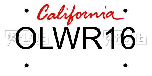 OLWR16 California License Plate