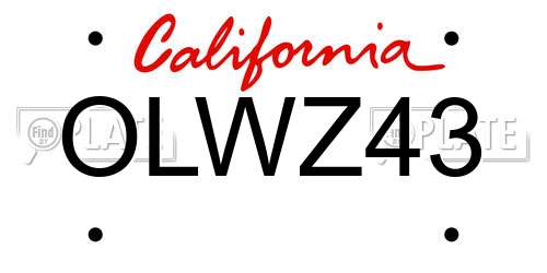 OLWZ43 California License Plate