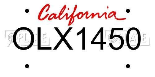 OLX1450 California License Plate